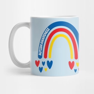 Autism Awareness Rainbow with hearts Mug